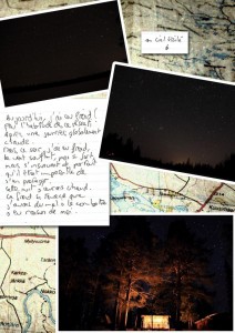 Carnet de voyage en Laponie; ce soir, par -15 degrés, je passe ma soirée en laponie à regarder les étoiles et attendre les aurores boréales, avec un feu de camp.