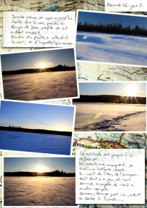 Carnet de voyage en Laponie;photos de coucher de soleil en laponie, photos de la rivière gelée, vent en laponie, rapides en laponie